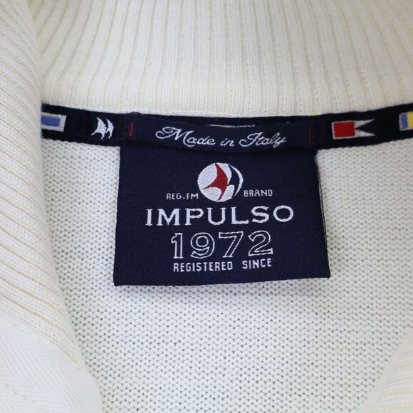 Impulso Sweater Sz 52 L Off White 1/4 Zip Merino Wool Blend Pullover Italy Yacht - Picture 3 of 7